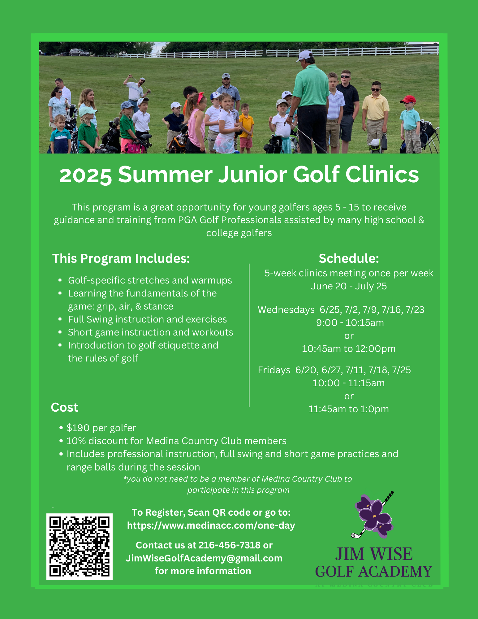 2025 Summer Junior Golf Clinics